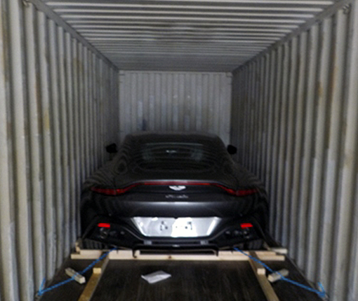 Un-stuffing of CBU Aston Martin Car From Container