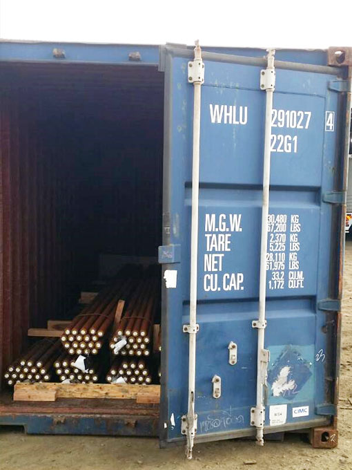 Un-stuffing of containers for Hot Rolled Steel Round Bar